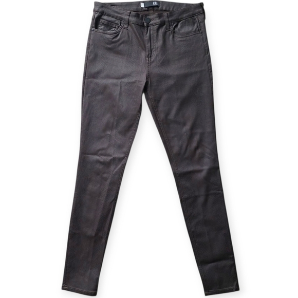 KUT From The Kloth Mia Toothpick Skinny Snake Print Pants, Brown, Size 12 - Picture 2 of 11